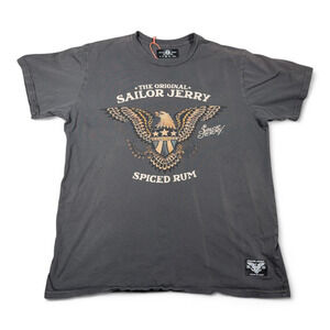 Sailor Jerry Shirt Adult LARGE Gray Spiced Rum Tattoo Eagle Norman Collins USA